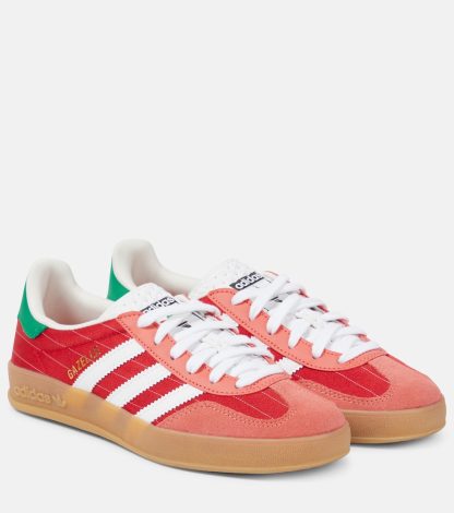 Hoogwaardige ontwerper Adidas Gazelledoor sneakers met suède rand rood