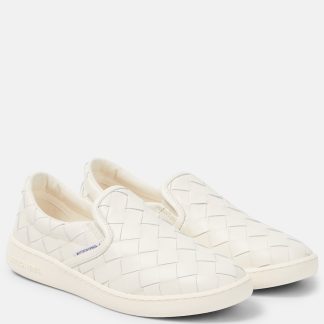 Hoogwaardige ontwerper Bottega Veneta Sawyer leren slip-on sneakers wit