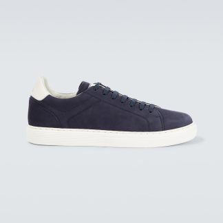 Hoogwaardige ontwerper Brunello Cucinelli Leren sneakers blauw