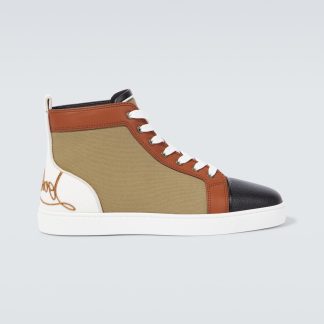 Hoogwaardige ontwerper Christian Louboutin Fun Louis met leer afgezette sneakers veelkleurig