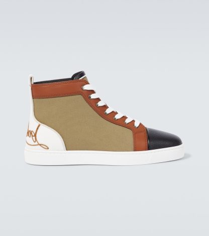 Hoogwaardige ontwerper Christian Louboutin Fun Louis met leer afgezette sneakers veelkleurig