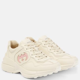 Hoogwaardige ontwerper Gucci Rhyton leren sneakers wit