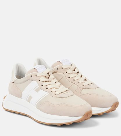 Hoogwaardige ontwerper Hogan H Patch suède sneakers beige