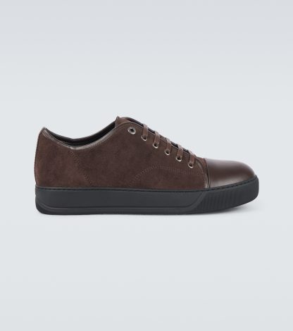 Hoogwaardige ontwerper Lanvin DBB1 leren sneakers bruin