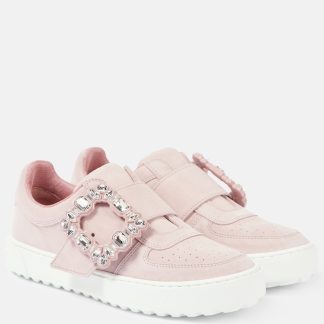 Hoogwaardige ontwerper Roger Vivier Very Vivier versierde leren sneakers roze