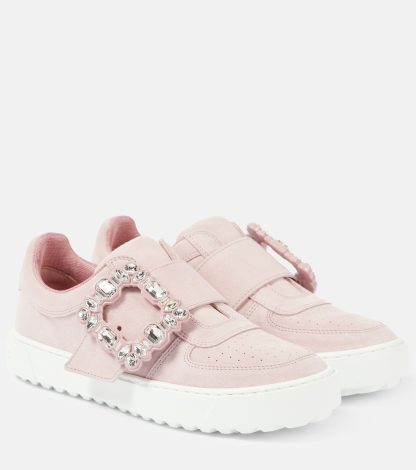 Hoogwaardige ontwerper Roger Vivier Very Vivier versierde leren sneakers roze