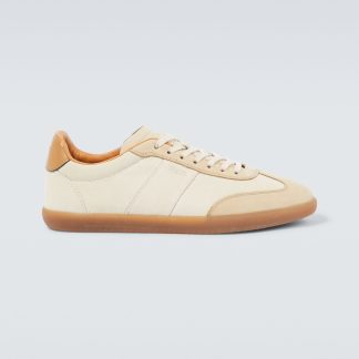 Hoogwaardige ontwerper Tods Tabs met leer afgezette suède sneakers neutrals