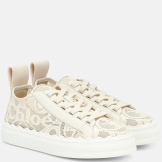 designer kopen Chloé Lauren vetersneakers beige