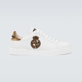 designer kopen Dolce & Gabbana Portofino leren sneakers met lage top wit