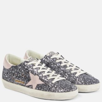 designer kopen Golden Goose Super-Star glitter sneakers zilver