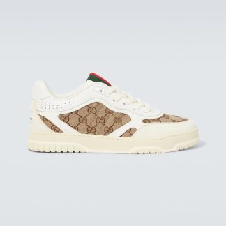 designer kopen Gucci Gucci Re-Web GG canvas sneakers wit