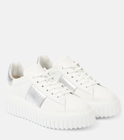 designer kopen Hogan H-Stripes leren platform sneakers wit