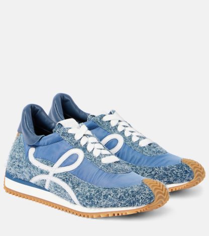 designer kopen Loewe Flow Runner denim sneakers met suède rand blauw