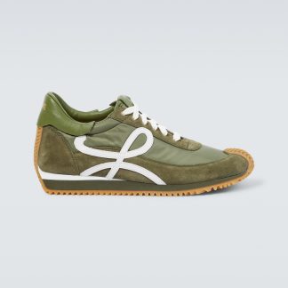 designer kopen Loewe Flow Runner met leer afgezette sneakers groen