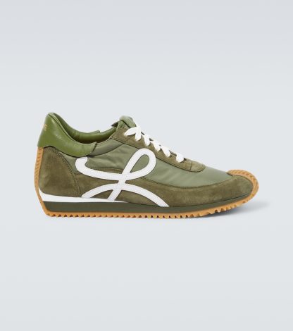 designer kopen Loewe Flow Runner met leer afgezette sneakers groen