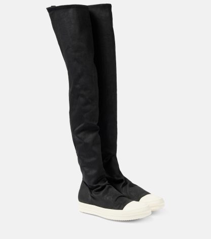 designer kopen Rick Owens Denim over-de-knie sneakers zwart