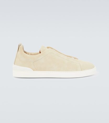 designer kopen Zegna Triple Stitch suède sneakers beige