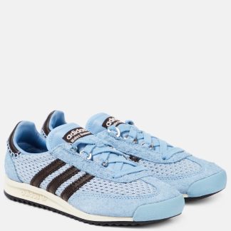 goedkope luxe Adidas x Wales Bonner SL76 met leer afgezette sneakers blauw