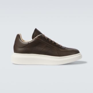 goedkope luxe Alexander McQueen Oversized leren sneakers grijs