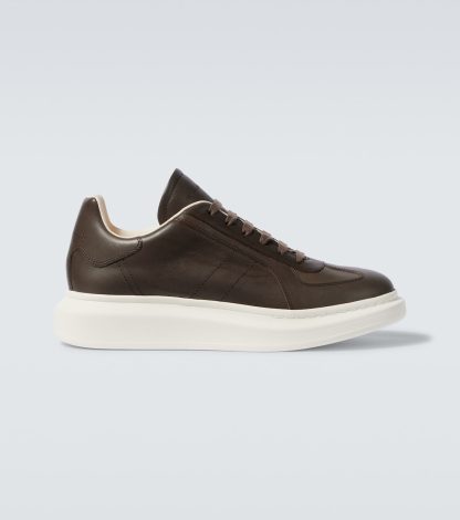 goedkope luxe Alexander McQueen Oversized leren sneakers grijs