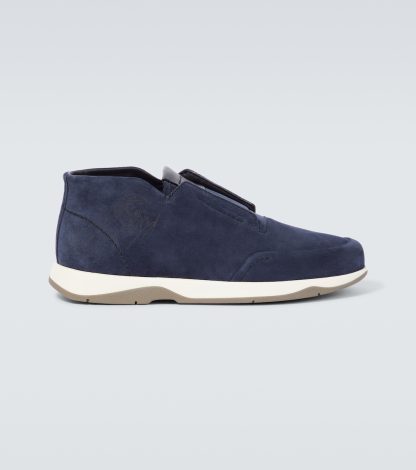 goedkope luxe Berluti Échappée Scritto suède slip-on sneakers blauw