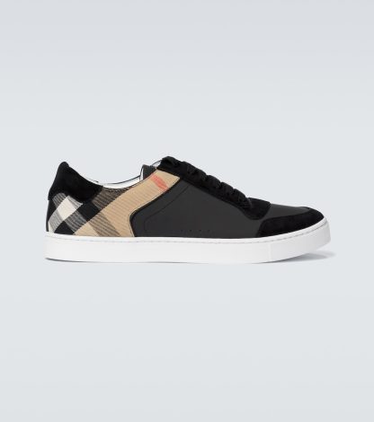 goedkope luxe Burberry Burberry Geruite leren sneakers zwart