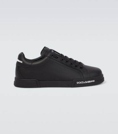 goedkope luxe Dolce & Gabbana Leren sneakers met logo zwart