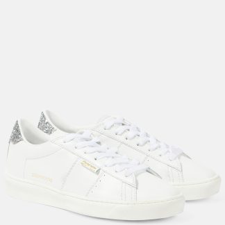 goedkope luxe Golden Goose Matchstar glitter leren sneakers wit