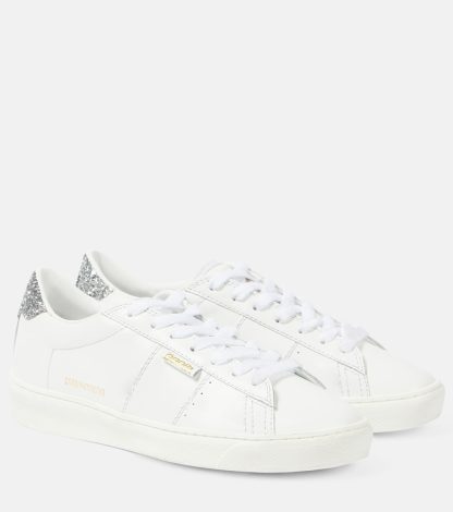 goedkope luxe Golden Goose Matchstar glitter leren sneakers wit