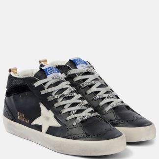 goedkope luxe Golden Goose Mid Star leren sneakers zwart