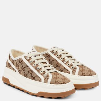 goedkope luxe Gucci GG bedrukte platform sneakers beige