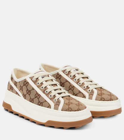 goedkope luxe Gucci GG bedrukte platform sneakers beige