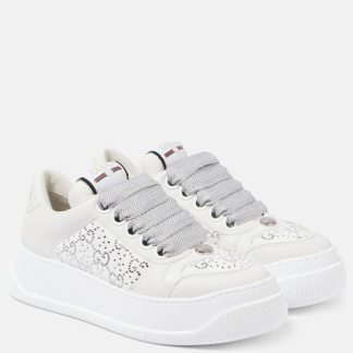 goedkope luxe Gucci Screener GG versierde leren sneakers wit