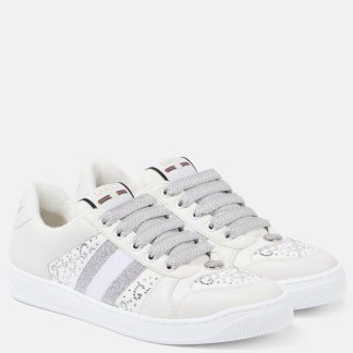 goedkope luxe Gucci Screener versierde leren sneakers wit