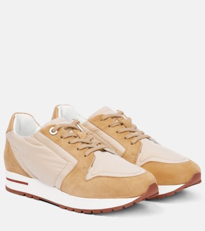 goedkope luxe Loro Piana My Wind leren sneakers beige