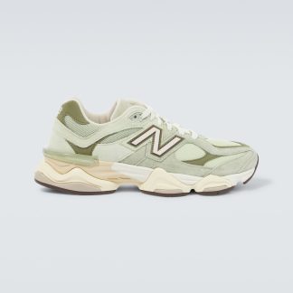 goedkope luxe New Balance 9060 sneakers met suède montuur groen