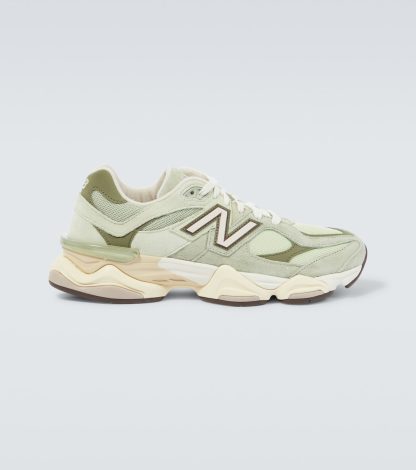 goedkope luxe New Balance 9060 sneakers met suède montuur groen