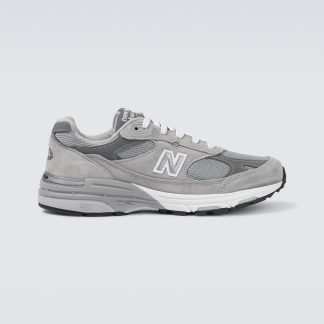 goedkope luxe New Balance Made USA 993 met leer afgezette sneakers grijs