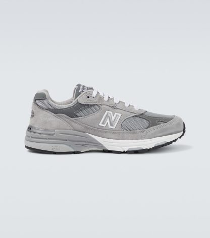 goedkope luxe New Balance Made USA 993 met leer afgezette sneakers grijs