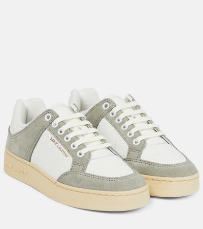 goedkope luxe Saint Laurent SL/61 leren en suède sneakers wit