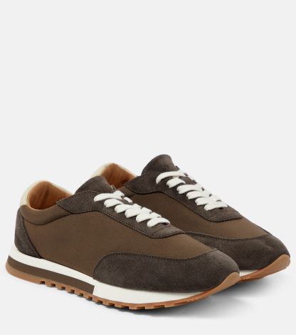 goedkope luxe The Row Owen Runner sneakers met suède montuur bruin