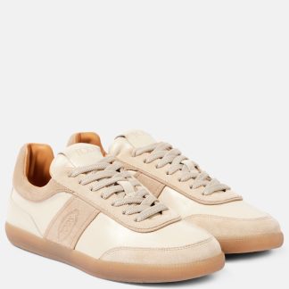 goedkope luxe Tods Tabs sneakers van suède leer beige