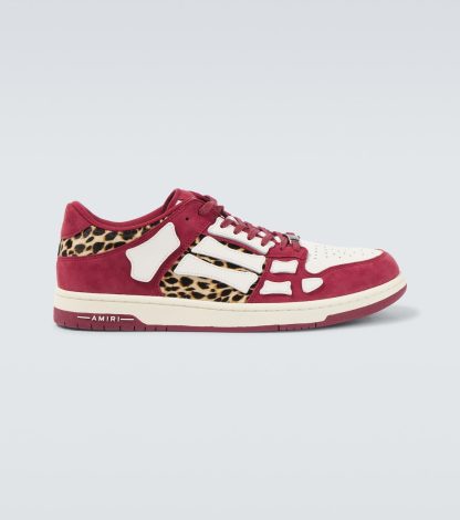 goedkope ontwerper Amiri Leopard Skel Top Lage Leren sneakers Veelkleurig