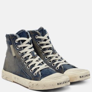 goedkope ontwerper Balenciaga Denim hoge sneakers blauw