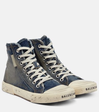 goedkope ontwerper Balenciaga Denim hoge sneakers blauw