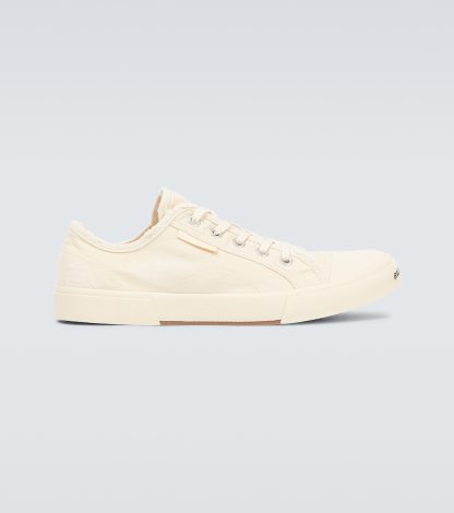 goedkope ontwerper Balenciaga Paris canvas low-top sneakers beige