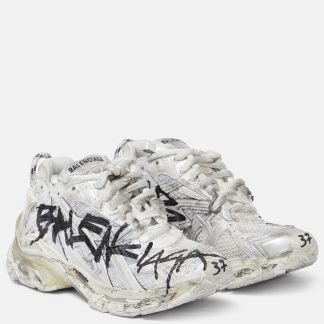 goedkope ontwerper Balenciaga Runner Graffiti leren sneakers wit