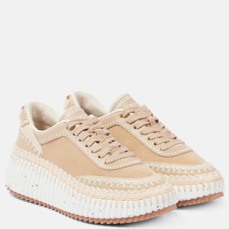 goedkope ontwerper Chloé Nama suède sneakers beige