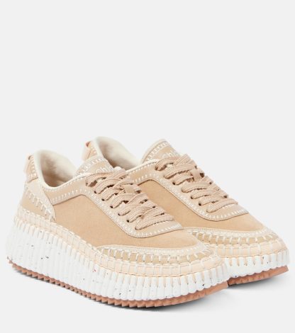 goedkope ontwerper Chloé Nama suède sneakers beige