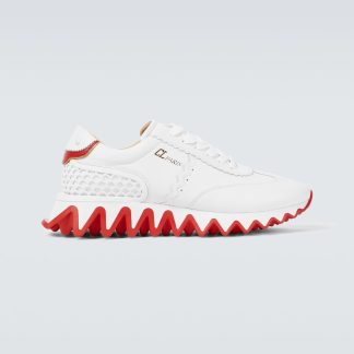 goedkope ontwerper Christian Louboutin Loubishark leren sneakers wit